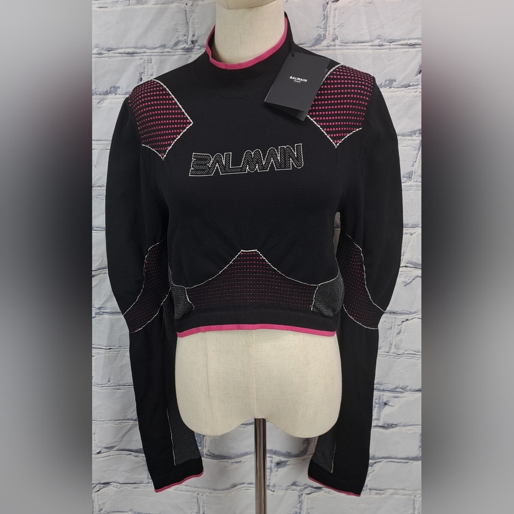 NWT Balmain Paris Women's Seamless Cropped Top High Neck Size 2 US